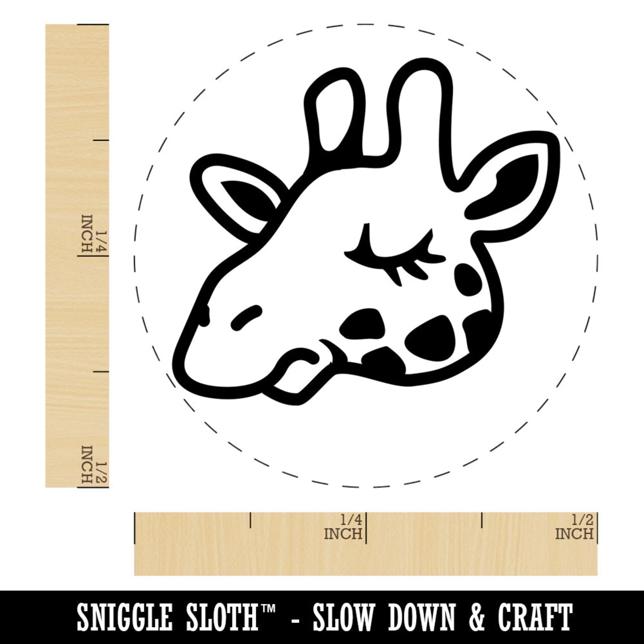 Sleepy Giraffe Head Self-Inking Rubber Stamp for Stamping Crafting Planners